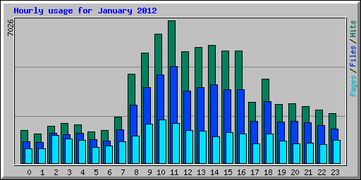 Hourly usage for January 2012